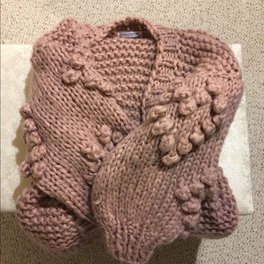 Hand woven mauve cardigan